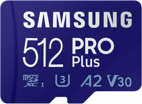   SAMSUNG PRO Plus NEW 2023 microSD Memory Card + Adapter, 512GB MicroSDXC (MB-MD512SA)