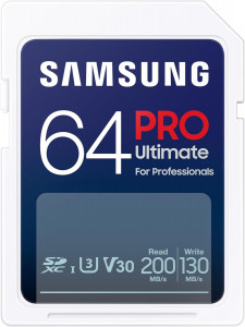   Samsung PRO Ultimate 64GB SDXC 4K UHD, UHS-I, C10, U3, V30, A2 for DSLR (MB-SY64S)