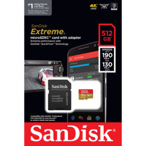   SanDisk microSD 512GB C10 UHS-I U3 R190/W130MB/s Extreme V30 + SD (SDSQXAV-512G-GN6MA) 6