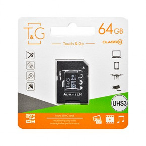   T&G MicroSDHC 64GB UHS-I U3 Class 10 + SD-adapter (TG-64GBSDU3CL10-01)