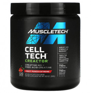  MuscleTech  Cell Tech CREACTOR Creatine HCl + Free-Acid Creatine 269 g (Fruit Punch Extreme)