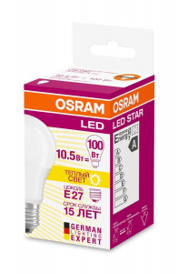   OSRAM LED STAR A100 10,5W (1055lm) 2700 220V 27 (4058075480001) 3