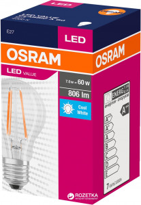  Osram  LED Value Filament A60 7W (806Lm) 4000K E27 3