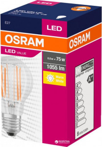  Osram  LED Value Filament A75 8W (1055Lm) 2700K E27 3