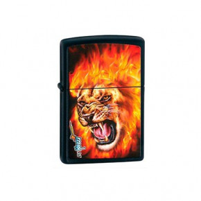  Zippo Mazzi Flame Lion Black Matte Zp28003 (21702)
