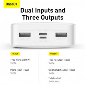  BASEUS Bipow Digital Display Power bank 20000mAh |2USB/1Type-C, 3A/15W, QC| (PPDML-J02)  4