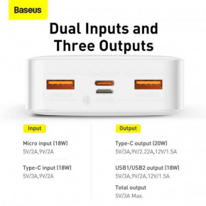  BASEUS Bipow Digital Display Power bank 20000mAh |2USB/1Type-C, PD/QC, 20W, 3A| (PPDML-M02)  4