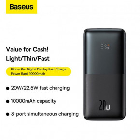  BASEUS Bipow Pro Digital Display Fast Charge Power Bank 10000mAh |2USB/Type-C, QC/PD, 20W/3A| (PPBD040201)  12
