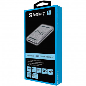  Sandberg PD 20W 10000 mAh, Wireless QI 15W, USB, 2xType-C OUT (420-61_VW) 3