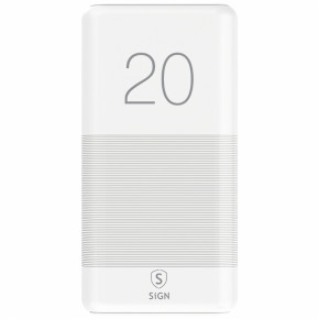  SiGN 20000 mAh Standard Charge (5V) 2.1A SNPB-20WH White
