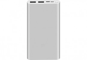    Xiaomi Mi 18W Fast Charge Power Bank 3 10000mAh |2.6A, 2USB/1Type-C, QC3.0| (PLM13ZM/VXN4260CN) Silver (25008)
