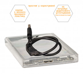   Frime SATA HDD/SSD 2.5 USB 3.0 Plastic Clear (FHE80.25U30) 4
