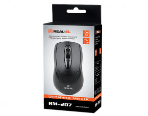 REAL-EL RM-207 (black) , USB, 1 Wheel, 1000cpi 4