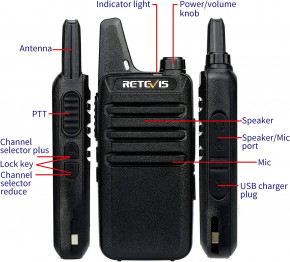  Retevis RT22 Walkie Talkies Two-Way Radios      ( 2 )  Black 9