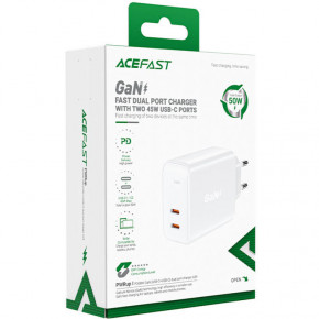  Acefast A29 PD50W GaN (USB-C+USB-C) dual port White 4