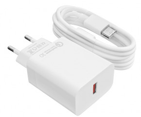    LogicPower QC 1USB 3A -009 White (LP9466) + cable 1m Type-C