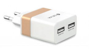    Devia RockWall Dual USBx2 2.4A/1A White/Gold