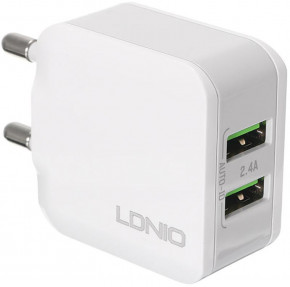   Ldnio A2201 Travel charger 2USB 2.4A + Lightning cable White