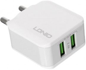   Ldnio A2201 Travel charger 2USB 2.4A + Lightning cable White 4