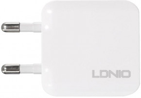   Ldnio A2201 Travel charger 2USB 2.4A + Lightning cable White 5