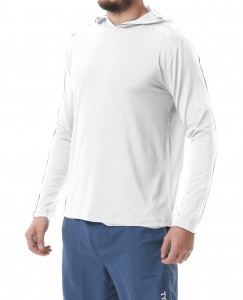     TYR Mens SunDefense Hooded Shirt, White, M (TSMLH7A-100-M)