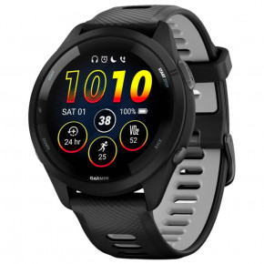 - Garmin Forerunner 265 Black Bezel and Case with Black/Powder Gray Silicone Band (010-02810-50)
