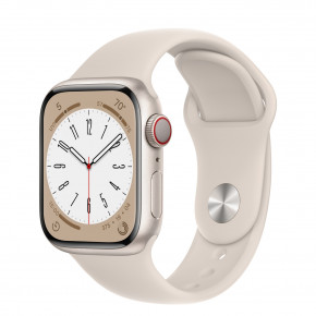 - Apple Watch Series 8 GPS + Cellular 45mm Smart Watch w/Starlight Aluminum Case with Starlight Sport Band - S/M (MNVP3)