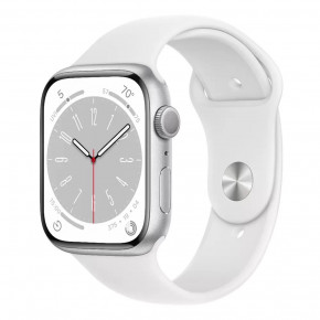 - Apple Watch Series 8 GPS 45mm Silver Aluminum Case with White Sport Band - M/L (MP6N3, MP6Q3)