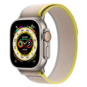 - Apple Watch Ultra GPS + Cellular 49mm Titanium Case with Yellow/Beige Trail Loop - S/M (MNHK3)