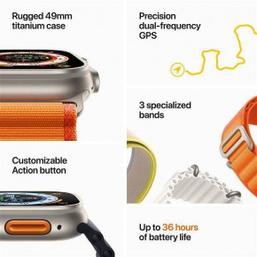 - Apple Watch Ultra GPS + Cellular 49mm Titanium Case with Yellow/Beige Trail Loop - S/M (MNHK3) 6