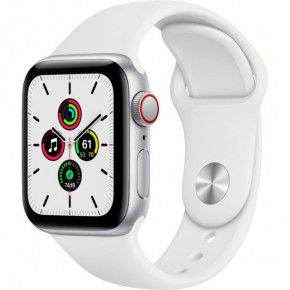- Apple Watch SE GPS + Cellular LTE 40mm Silver Aluminum Case with White Sport B. (MYE82)