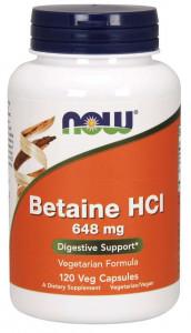   NOW Betaine HCl 648 mg Veg Capsules 120  (4384301954)