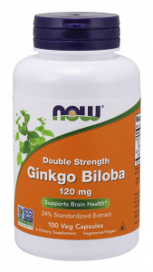  NOW Ginkgo Biloba, Double Strength 120 mg Veg Capsules 100  (4384301720)