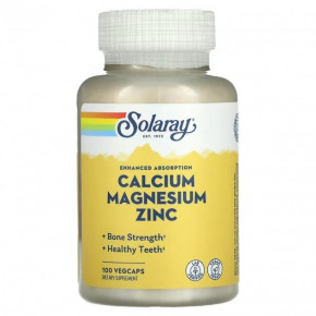 ,   , Calcium, Magnesium, Zinc, Solaray, 100   (SOR-04560)