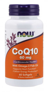 NOW CoQ10 60 mg Omega 3 Fish Oils Softgels 60  (4384302681)