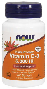  NOW Vitamin D-3 5000 IU Softgels 240  (4384301943)