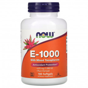 NOW Vitamin E-1000 with Mixed Tocopherols 100  