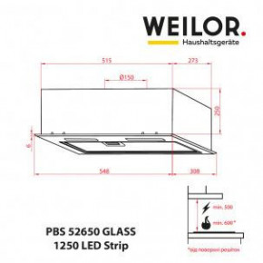   WEILOR PBS 52650 GLASS BG 1250 LED Strip 3