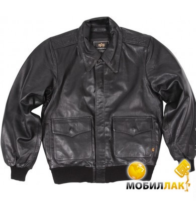  Alpha Industries A-2 Leather Jacket Black 2XL