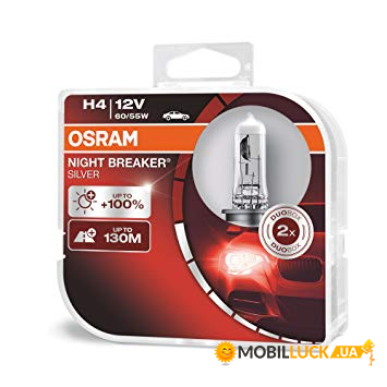  Osram 64193NBS Night Breaker Silver +100 H4 60/55W 12V P43t 10X2 HardDuopet,