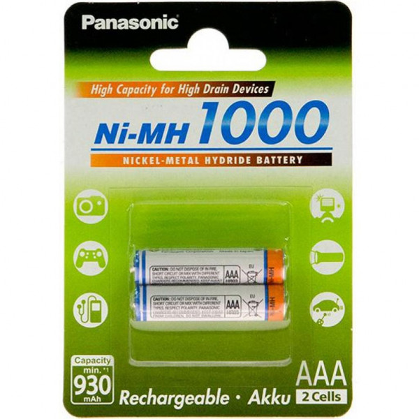  Panasonic High Capacity AAA 1000 mAh NI-MH * 2 (BK-4HGAE/2BE)