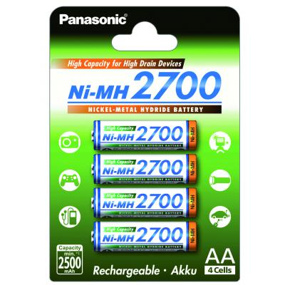  Panasonic High Capacity AA 2700 mAh 4BP NI-MH (BK-3HGAE/4BE)
