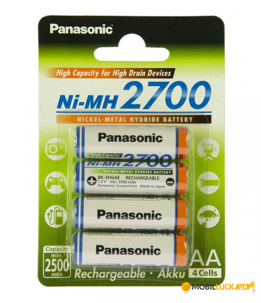  Panasonic High Capacity AA/HR06 NI-MH 2700 mAh BL 4 