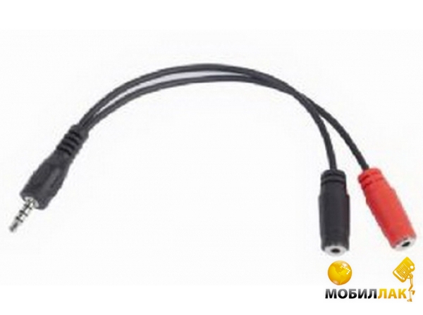- Gembird CCA-417 3.5 mm 4-pin plug to 3.5 mm stereo+mono mic.sockets 0,2 , black