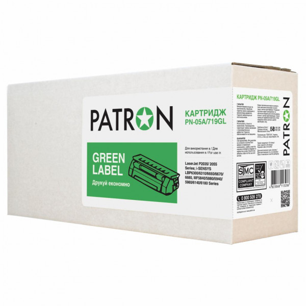  Patron  HP LJ CE505A/CANON 719 (PN-05A/719GL) GREEN Label
