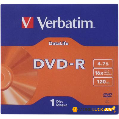  DVD Verbatim 4.7Gb 16X Jacket 50 pcs DATA LIFE (43844-02)