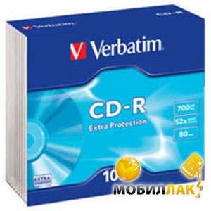  Verbatim CD-R 700MB 52x Slim Case 10 (Extra Protection) (43415)