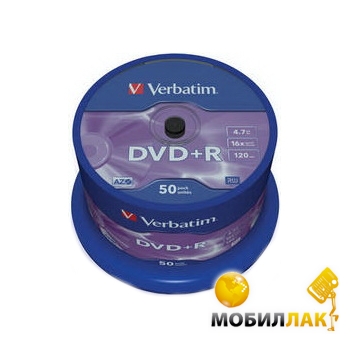  Verbatim DVD+R 4,7GB 16x Spindle Packaging 50 (43550)