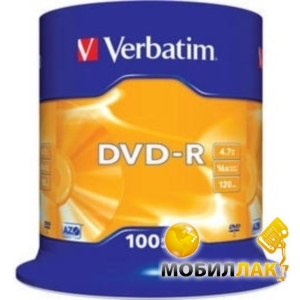  Verbatim DVD-R 4,7GB 16x Spindle Packaging 100 (43549)