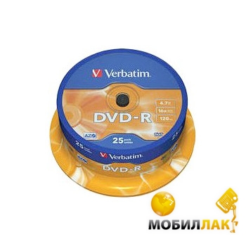  Verbatim DVD-R 4,7GB 16x Spindle Packaging 25 (43522)